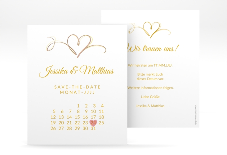 Save the Date-Kalenderblatt Envie Kalenderblatt-Karte gold rosegold