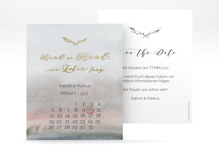 Save the Date-Kalenderblatt Divine Kalenderblatt-Karte grau gold