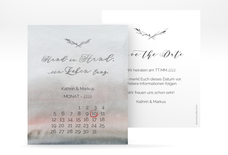 Save the Date-Kalenderblatt Divine Kalenderblatt-Karte grau silber