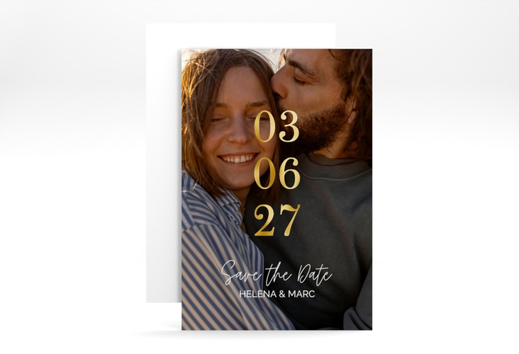 Save the Date-Karte You and Me A6 Karte hoch bunt gold