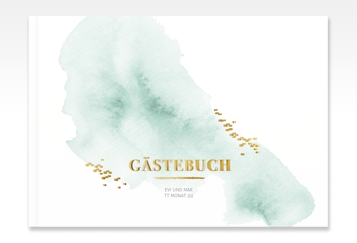 Gästebuch A4 quer Pastell A4 quer, Hardcover mint gold