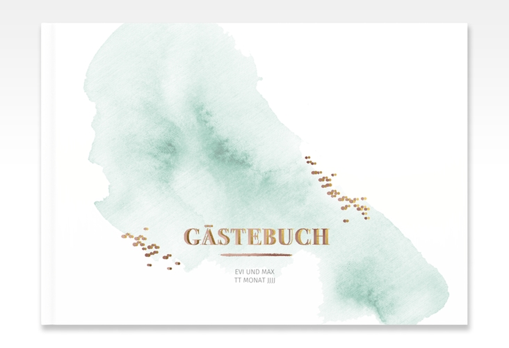 Gästebuch A4 quer Pastell A4 quer, Hardcover mint rosegold