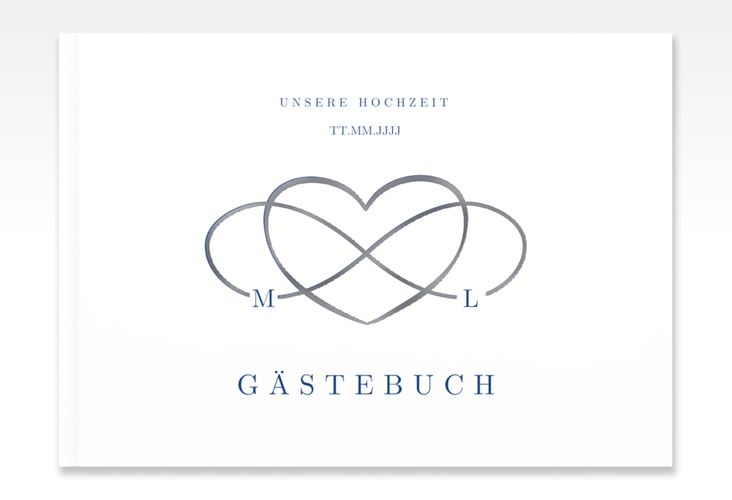 Gästebuch A4 quer Infinity A4 quer, Hardcover blau silber