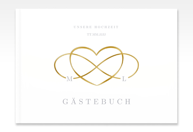 Gästebuch A4 quer Infinity A4 quer, Hardcover grau gold