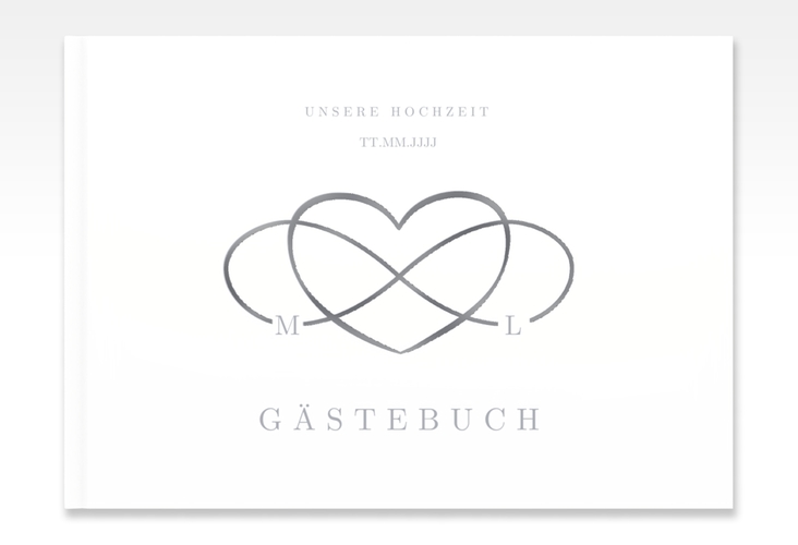 Gästebuch A4 quer Infinity A4 quer, Hardcover grau silber