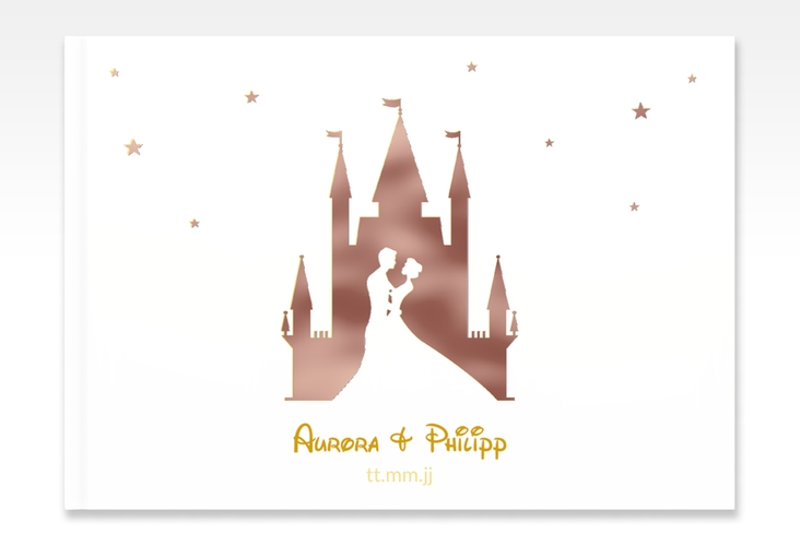 Gästebuch A4 quer Castle A4 quer, Hardcover gold rosegold