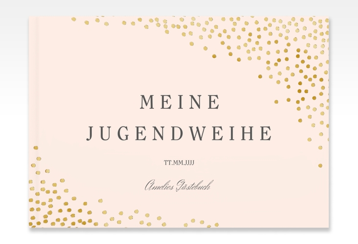 Gästebuch Jugendweihe Glossa A4 quer, Hardcover rosa gold