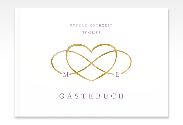 Gästebuch A4 quer Infinity A4 quer, Hardcover lila gold
