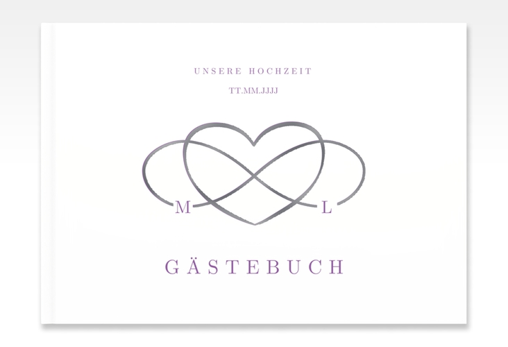 Gästebuch A4 quer Infinity A4 quer, Hardcover lila silber