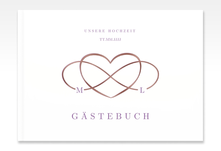 Gästebuch A4 quer Infinity A4 quer, Hardcover lila rosegold