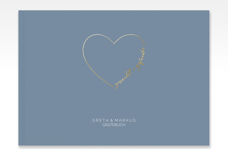 Gästebuch A4 quer Lebenstraum A4 quer, Hardcover blau gold