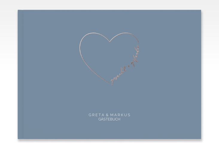Gästebuch A4 quer Lebenstraum A4 quer, Hardcover blau rosegold