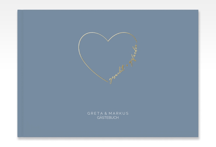 Gästebuch A4 quer Lebenstraum A4 quer, Hardcover blau gold