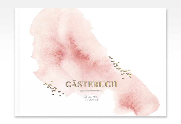 Gästebuch A4 quer Pastell A4 quer, Hardcover rosa silber