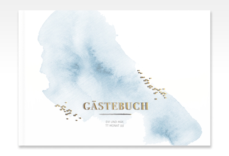 Gästebuch A4 quer Pastell A4 quer, Hardcover blau silber