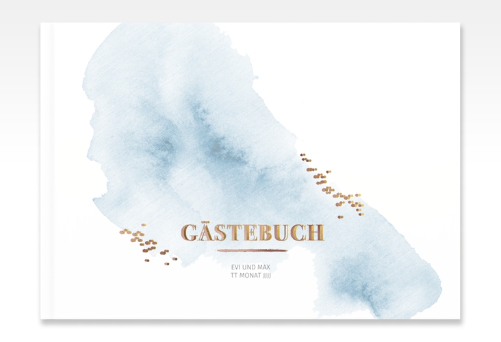 Gästebuch A4 quer Pastell A4 quer, Hardcover blau rosegold