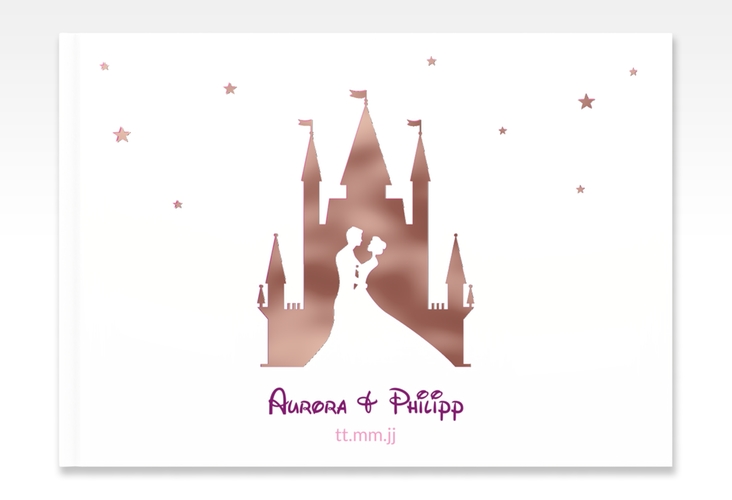 Gästebuch A4 quer Castle A4 quer, Hardcover pink rosegold