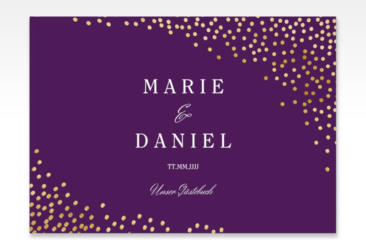 Gästebuch A4 quer Glitter A4 quer, Hardcover lila gold