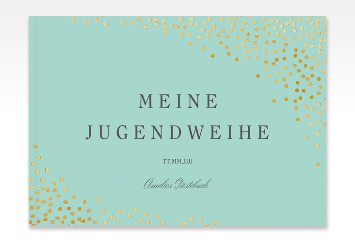 Gästebuch Jugendweihe Glossa A4 quer, Hardcover mint gold