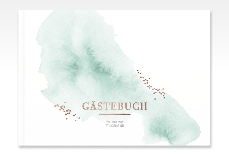 Gästebuch A4 quer Pastell A4 quer, Hardcover mint rosegold