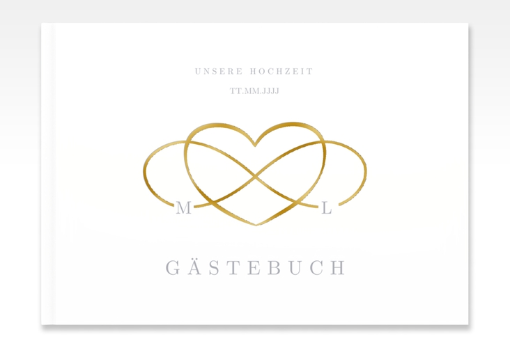 Gästebuch A4 quer Infinity A4 quer, Hardcover grau gold