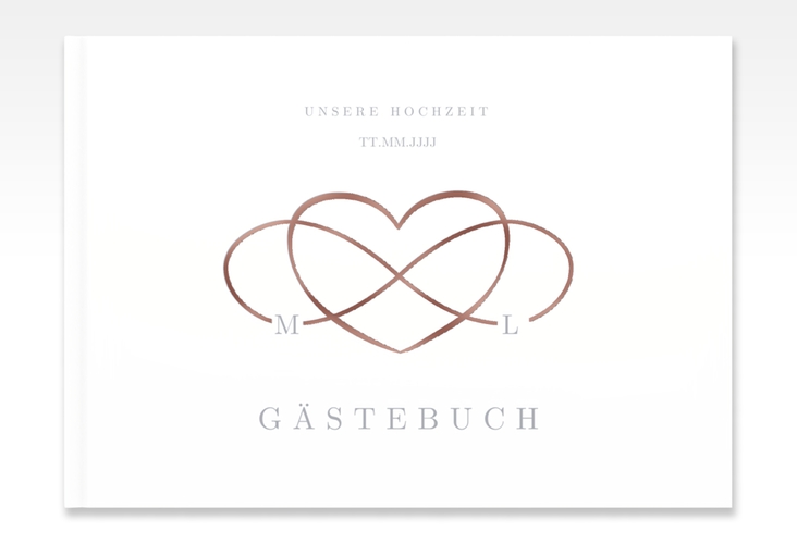 Gästebuch A4 quer Infinity A4 quer, Hardcover grau rosegold