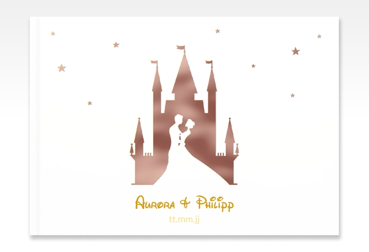 Gästebuch A4 quer Castle A4 quer, Hardcover gold rosegold