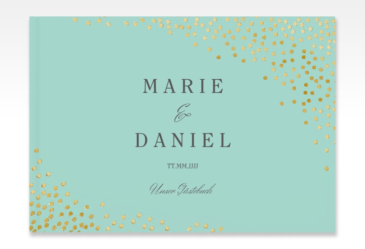 Gästebuch A4 quer Glitter A4 quer, Hardcover mint gold