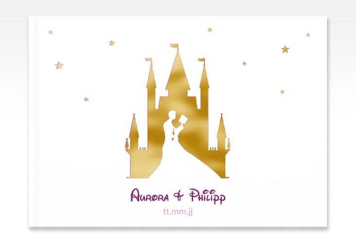Gästebuch A4 quer Castle A4 quer, Hardcover pink gold