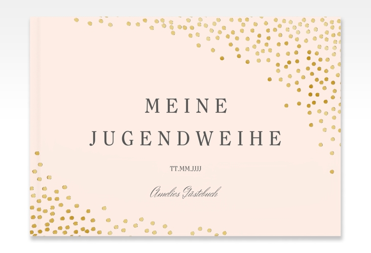 Gästebuch Jugendweihe Glossa A4 quer, Hardcover rosa gold