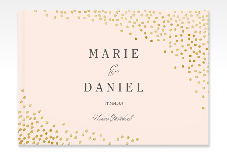 Gästebuch A4 quer Glitter A4 quer, Hardcover rosa gold