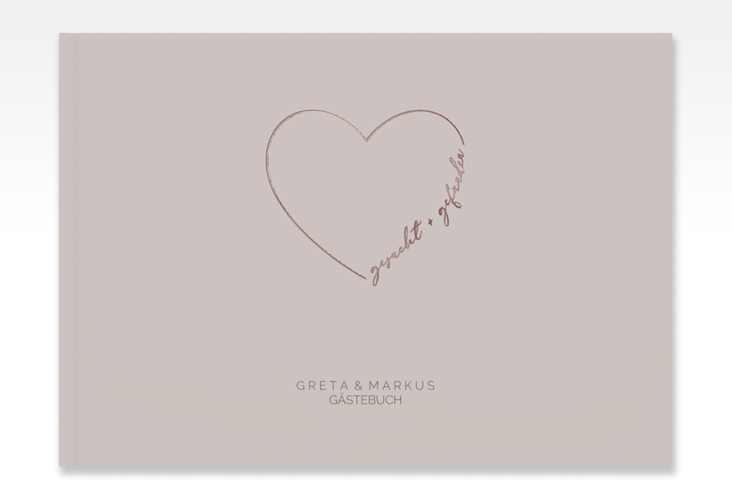 Gästebuch A4 quer Lebenstraum A4 quer, Hardcover grau rosegold