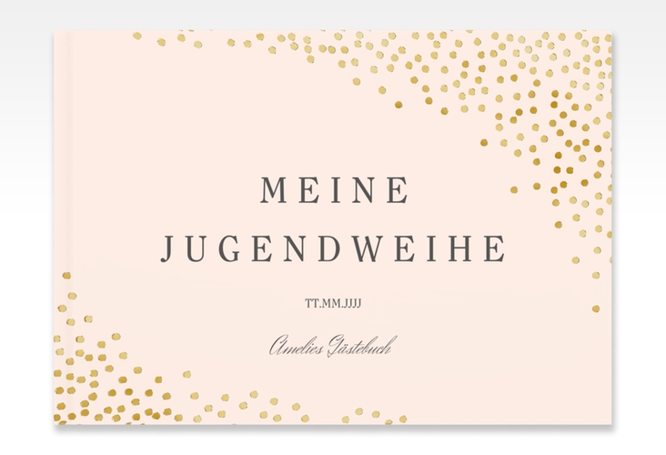 Gästebuch Jugendweihe Glossa A4 quer, Hardcover rosa gold