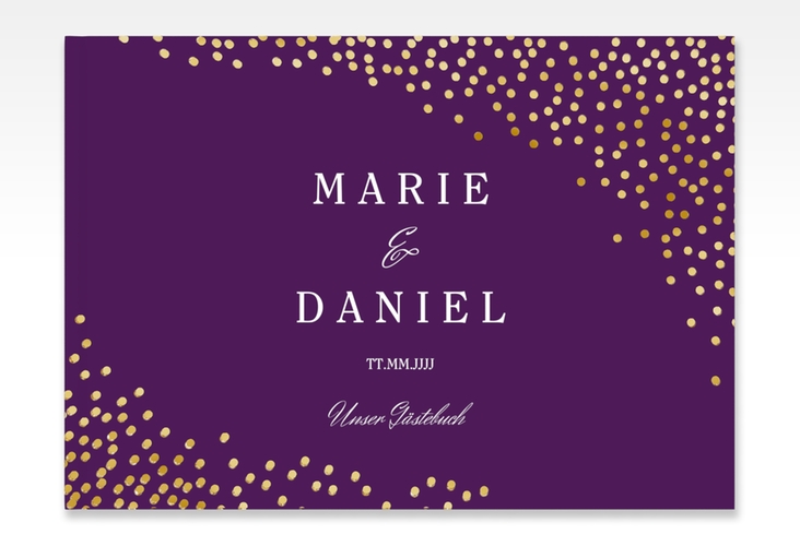 Gästebuch A4 quer Glitter A4 quer, Hardcover lila gold