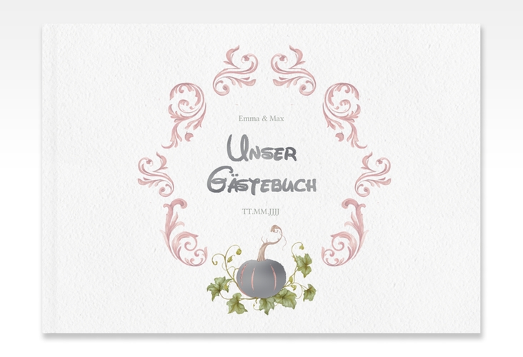 Gästebuch A4 quer Märchenhaft A4 quer, Hardcover rosa silber