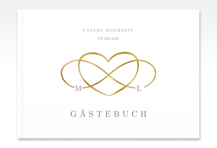 Gästebuch A4 quer Infinity A4 quer, Hardcover lila gold