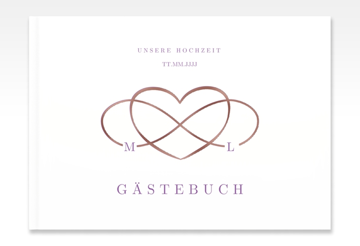 Gästebuch A4 quer Infinity A4 quer, Hardcover lila rosegold