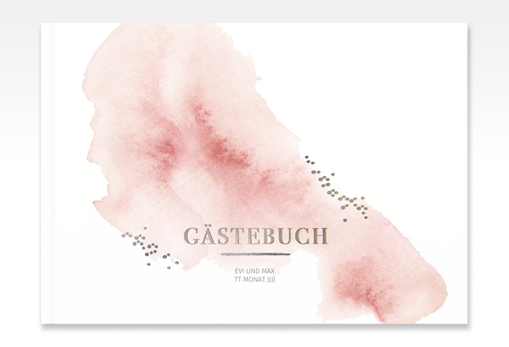 Gästebuch A4 quer Pastell A4 quer, Hardcover rosa silber