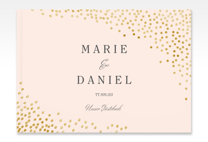 Gästebuch A4 quer Glitter A4 quer, Hardcover rosa gold