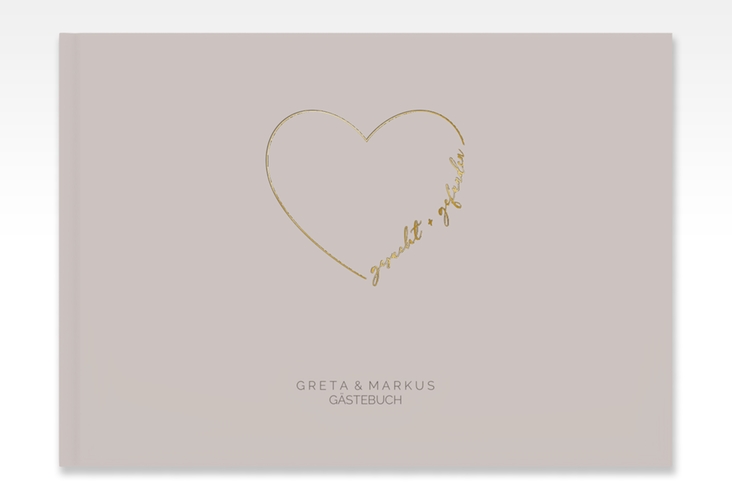 Gästebuch A4 quer Lebenstraum A4 quer, Hardcover grau gold