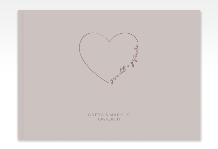Gästebuch A4 quer Lebenstraum A4 quer, Hardcover grau rosegold