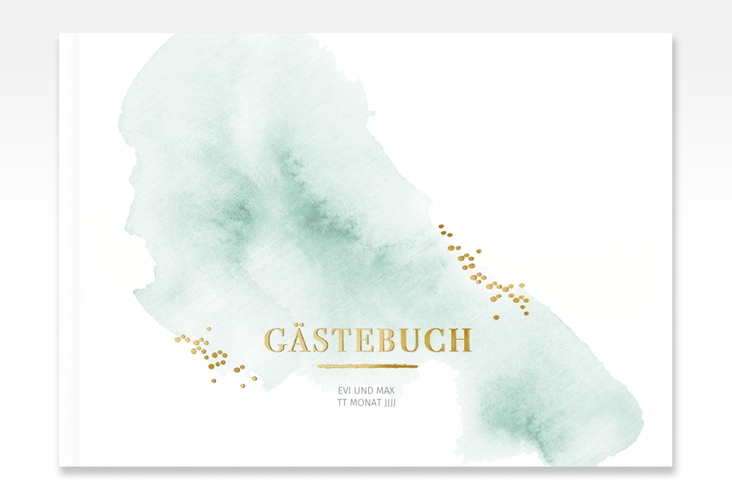 Gästebuch A4 quer Pastell A4 quer, Hardcover mint gold