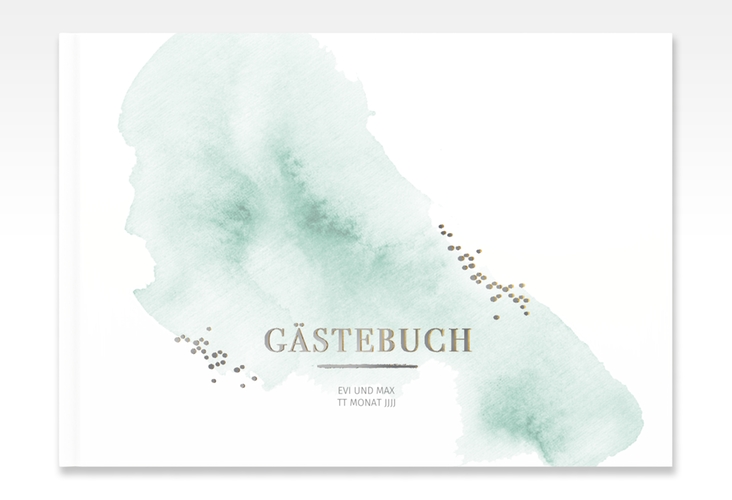 Gästebuch A4 quer Pastell A4 quer, Hardcover mint silber