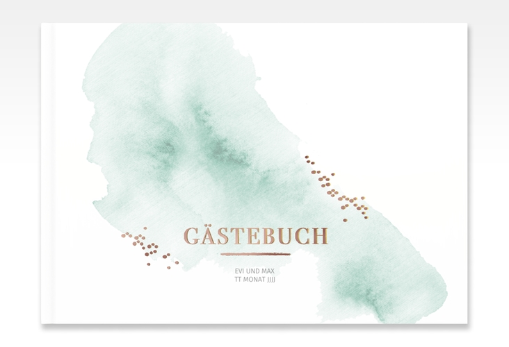 Gästebuch A4 quer Pastell A4 quer, Hardcover mint rosegold