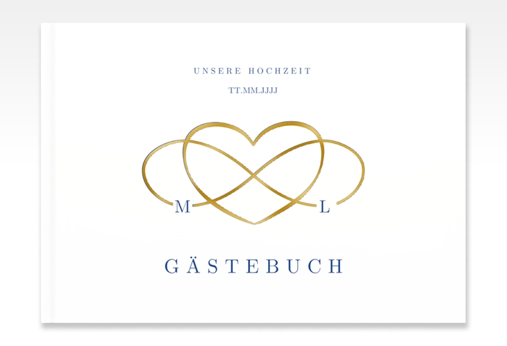 Gästebuch A4 quer Infinity A4 quer, Hardcover blau gold