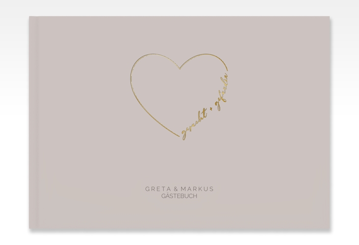 Gästebuch A4 quer Lebenstraum A4 quer, Hardcover grau gold