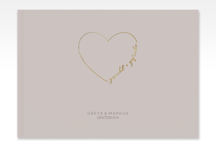 Gästebuch A4 quer Lebenstraum A4 quer, Hardcover grau gold