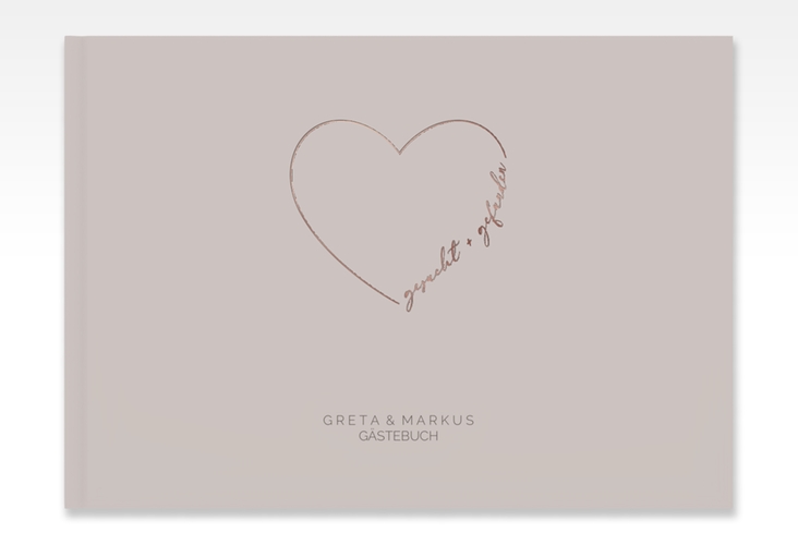 Gästebuch A4 quer Lebenstraum A4 quer, Hardcover grau rosegold