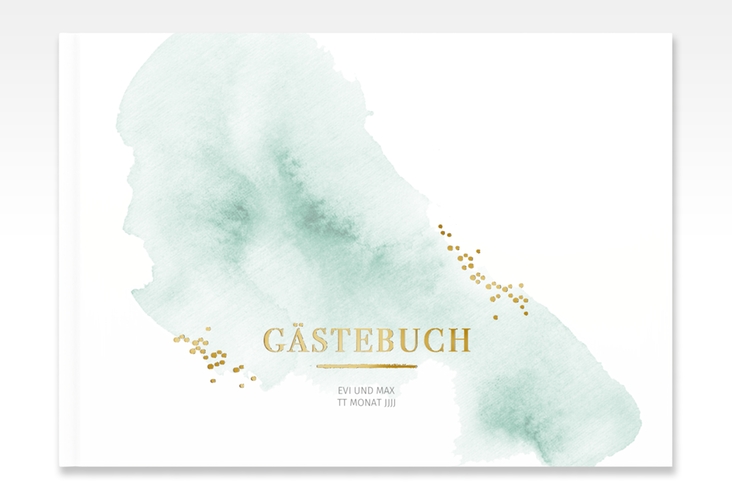 Gästebuch A4 quer Pastell A4 quer, Hardcover mint gold