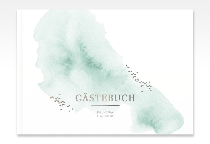Gästebuch A4 quer Pastell A4 quer, Hardcover mint silber